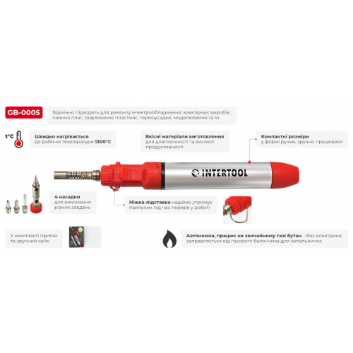 Микропальник с комплектом аксессуаров 7 ед. INTERTOOL GB-0005