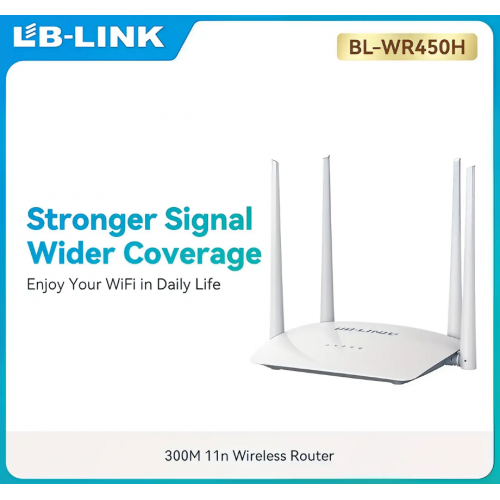 Роутер маршрутизатор LB-Link BL-WR450H 2.4GHz 300 Mbps 4*5dBi усиленные антенны 2LAN+1WAN