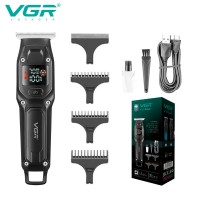 Мужской аккумуляторный триммер для бороды и усов VGR V-964 с 3 сменными насадками 1-3 мм. Черный