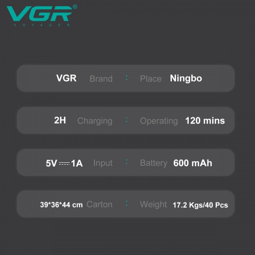 Аккумуляторная машинка триммер для стрижки волос и бороды с USB и LED дисплеем VGR V-975 Зелёный