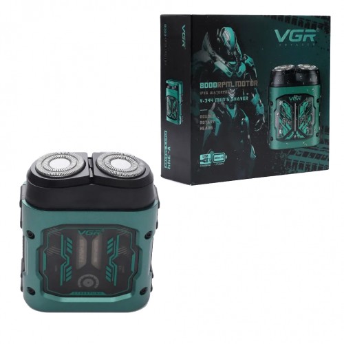 Электробритва VGR V-344 GREEN, роторная, 8000 RPM, влагостойкая Зеленая