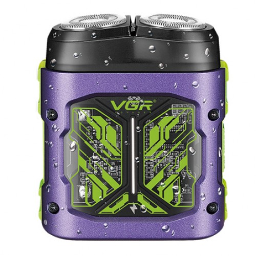 Электробритва VGR V-344 GREEN, роторная, 8000 RPM, влагостойкая Фиолетовая