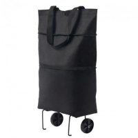 Универсальная складная портативная тележка-сумка для покупок на колесиках Черная