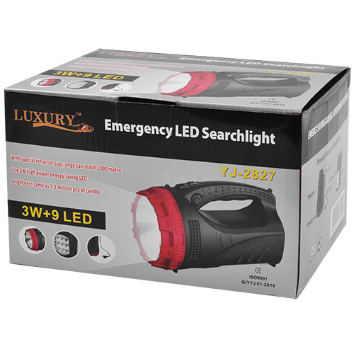 Фонарь переносной прожектор Luxury 2827, 3W+9LED/25LED, встроенный аккумулятор, ЗУ 220V
