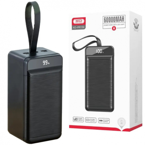 Внешний аккумулятор Power bank XO PR159 60000mAh PD22,5W + быстрая зарядка батарея зарядка Черный