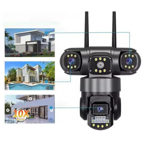 Камера наружная поворотная уличная WIFI V380 SC28-W FULL-HD 4Mp Ночная сьемка 4 объектива