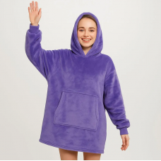 Толстовка-плед с капюшоном Huggle Hoodie Ultra Plush Blanket | Плюшевая кофта | Плед с рукавами Oversize Фиолетовый
