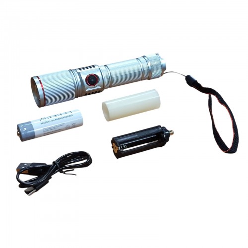 Аккумуляторный фонарь с белым, красным, зелёным, синим светом СОВА CB-S009-4 Серый