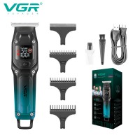 Чоловічий акумуляторний триммер для бороди та вусів VGR V-964 з 3 змінними насадками 1-3 мм. Синій