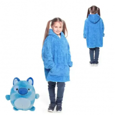 Детская игрушка-толстовка плед трансформер с капюшоном и рукавами 2 в 1 Huggle Pets Hoodie Синий