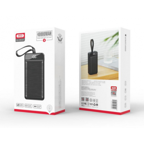 Внешний аккумулятор Power bank XO PR157 40000mAh PD22,5W + быстрая зарядка батарея зарядка Черный