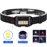 Налобный фонарь PLD-818-1-8SMD на батарейках есть красный свет фонарик