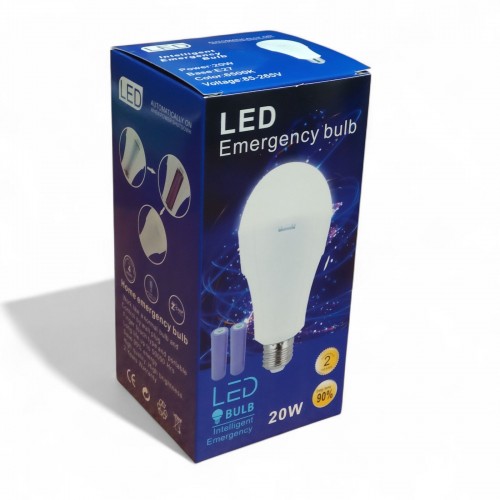 Светодиодная лампочка с аккумулятором автономная аварийная лампа 20W E27 1 режим свечения 8442 с патроном