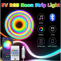 Гибкая неоновая лента RGB (5м) с Bluetooth и пультом от USB работает через приложение LotusLamp X