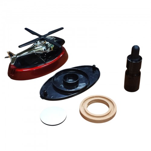 Автомобильный ароматизатор на солнечной батарее Вертолет с вращающимися лопастями Красный