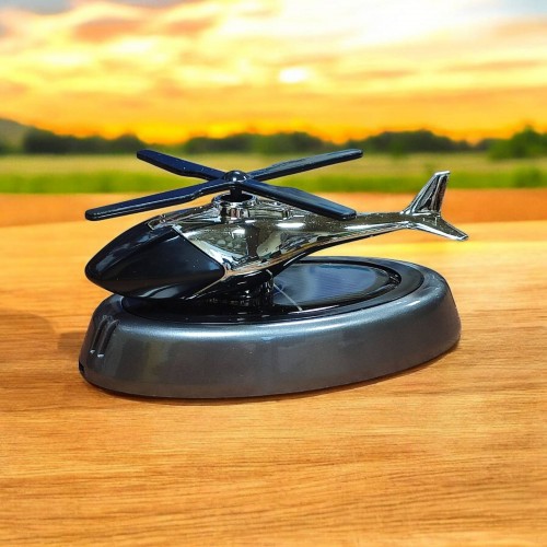 Автомобильный ароматизатор на солнечной батарее Вертолет с вращающимися лопастями Серый