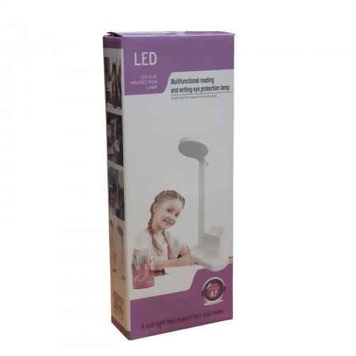 Настольная аккумуляторная LED-лампа BL-A7 с подставкой для гаджетов зарядка от USB Белая
