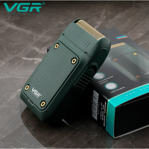 Акумуляторная электробритва шейвер VGR V-353 триммер для бороды Зелёный