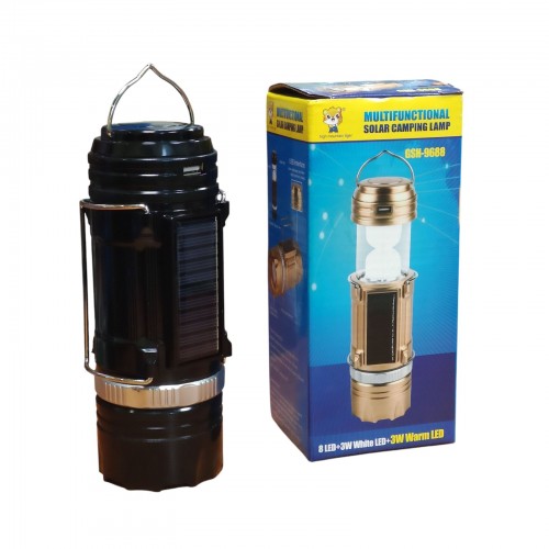 Кемпинговая LED лампа SB 9688 c фонариком и солнечной панелью Черная