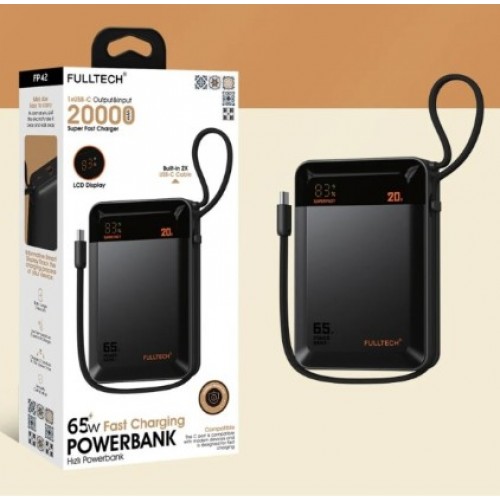Внешний аккумулятор Power bank FULLTECH FP42 20000mAh PD65W батарея быстрая зарядка Чёрный