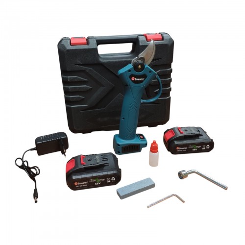 Электрический секатор Domotec 8500 в кейсе + 2 аккумулятора / Ножницы садовые / Электросекатор для сада