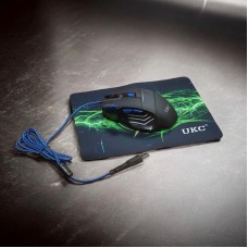 Проводная игровая мышка UKC X7S с подсветкой + коврик Синяя