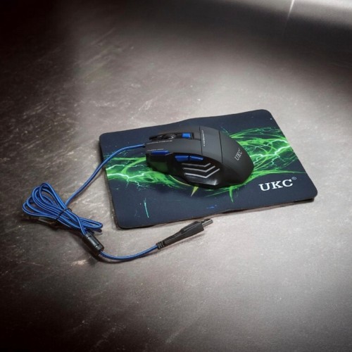Проводная игровая мышка UKC X7S с подсветкой + коврик Синяя