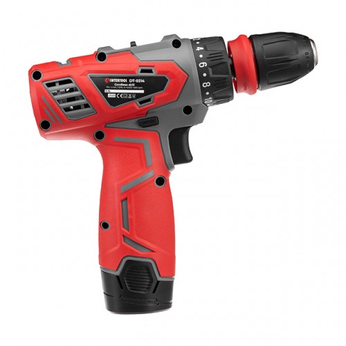 Дрель-шуруповерт аккумуляторный 12 В, 30 Nm, 0.8-10 мм, 1.5 Ач, съемный патрон INTERTOOL DT-0314