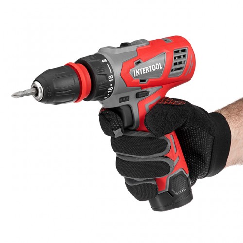 Дрель-шуруповерт аккумуляторный 12 В, 30 Nm, 0.8-10 мм, 1.5 Ач, съемный патрон INTERTOOL DT-0314