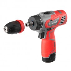 Дрель-шуруповерт аккумуляторный 12 В, 30 Nm, 0.8-10 мм, 1.5 Ач, съемный патрон INTERTOOL DT-0314