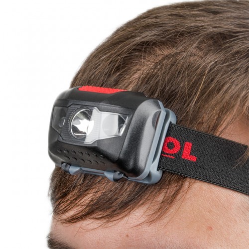 Фонарь налобный светодиодный, 4 режима работы, батарейки 3 ААА  INTERTOOL LB-0302