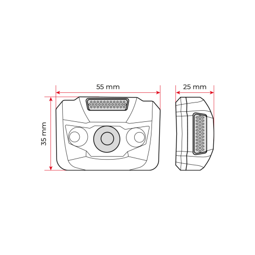 Фонарь налобный светодиодный, 4 режима работы, батарейки 3 ААА  INTERTOOL LB-0302
