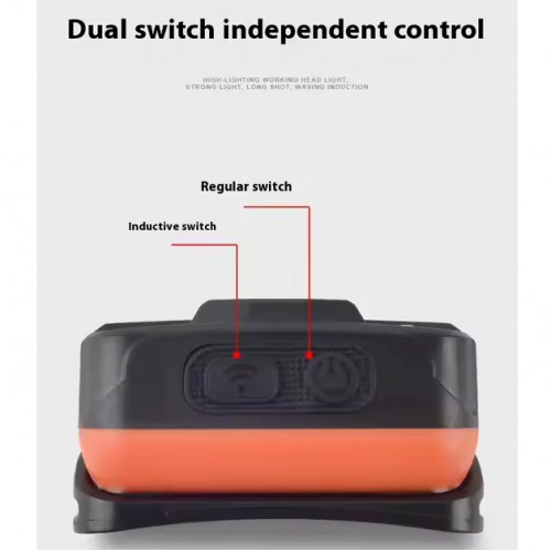 Налобный фонарь WH-0188, XPE+SMD, сенсорное управление, белый и красный свет, ЗУ Type C