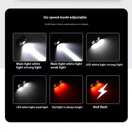 Налобный фонарь WH-0188, XPE+SMD, сенсорное управление, белый и красный свет, ЗУ Type C