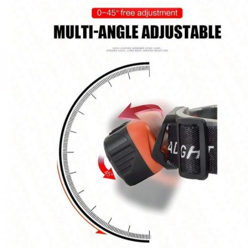 Налобный фонарь WH-0188, XPE+SMD, сенсорное управление, белый и красный свет, ЗУ Type C