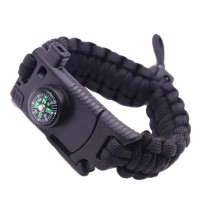 Браслет выживания из паракорта 5в1, 28 см Черный