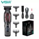 Триммер аккумуляторный VGR V-254, 4 насадки, 7000 RPM, 2000 mAh, LED дисплей Красный