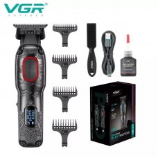 Триммер аккумуляторный VGR V-254, 4 насадки, 7000 RPM, 2000 mAh, LED дисплей Красный