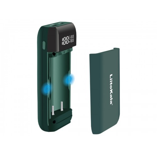 Повербанк-корпус/зарядка Liitokala Lii-MP2, 2x18650-21700, USB-C QC+PD, LCD, Box (Power Bank Case) Зелёный