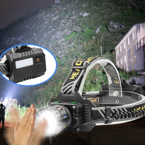 Фонарь налобный night vision fluorescence BL-T701D-TG, Motion Sensor, 3x18650, Power Bank, ЗУ Type-C, zoom