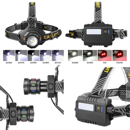 Фонарь налобный BL-T701A-TG, 3x18650, ЗУ Type-C, zoom фонарик