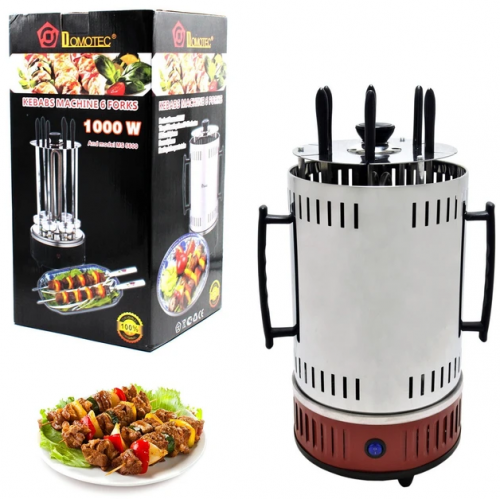 Электрошашлычница шашлычница Domotec BBQ на 6 шампуров 1000W Красная