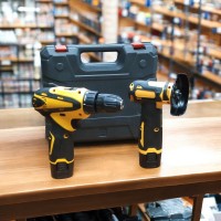 Набор аккумуляторного инструмента миниболгарка + шуруповерт 12V (2 акб) Желтый