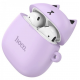 Беспроводные наушники вкладыши в кейсе HOCO EW45 + силиконовый кейс Кот Лиловый