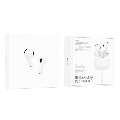 Беспроводные наушники вкладыши Bluetooth HOCO EW78 с зарядным кейсом Белые