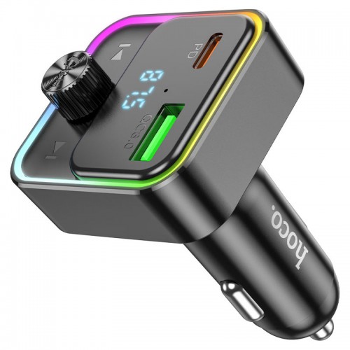 Автомобильный FM-трансмиттер модулятор Bluetooth MP3 HOCO E81 Fantasy 30w, PD/QC, USB-C/ 1xUSB-A