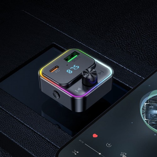 Автомобильный FM-трансмиттер модулятор Bluetooth MP3 HOCO E81 Fantasy 30w, PD/QC, USB-C/ 1xUSB-A