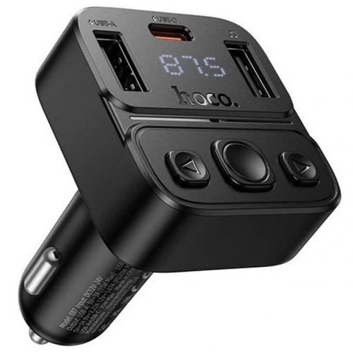 Автомобильный FM-трансмиттер модулятор Bluetooth MP3 HOCO E87 Delta 35W, PD/QC, USB-C/ 2xUSB-A