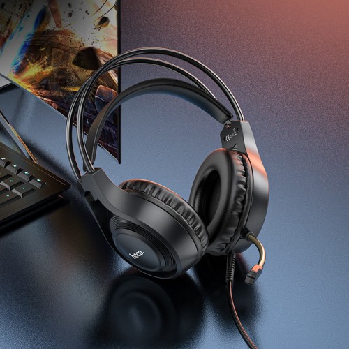 Игровые наушники с микрофоном HOCO W106 Tiger Gaming Headset проводные, с оголовьем Черные