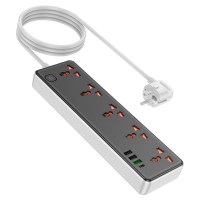 Сетевое зарядное устройство удлинитель HOCO AC14A Rico 3 USB/ Type-C 5 розеток 1,5m PD/QC, 3A/30W
